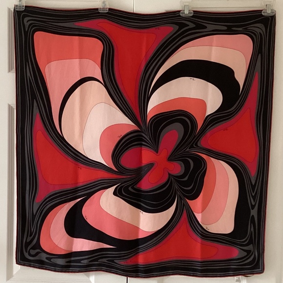 Emilio Pucci Large 100% Silk Square Scarf Abstract Pattern Box Included Gorgeous - Picture 6 of 11